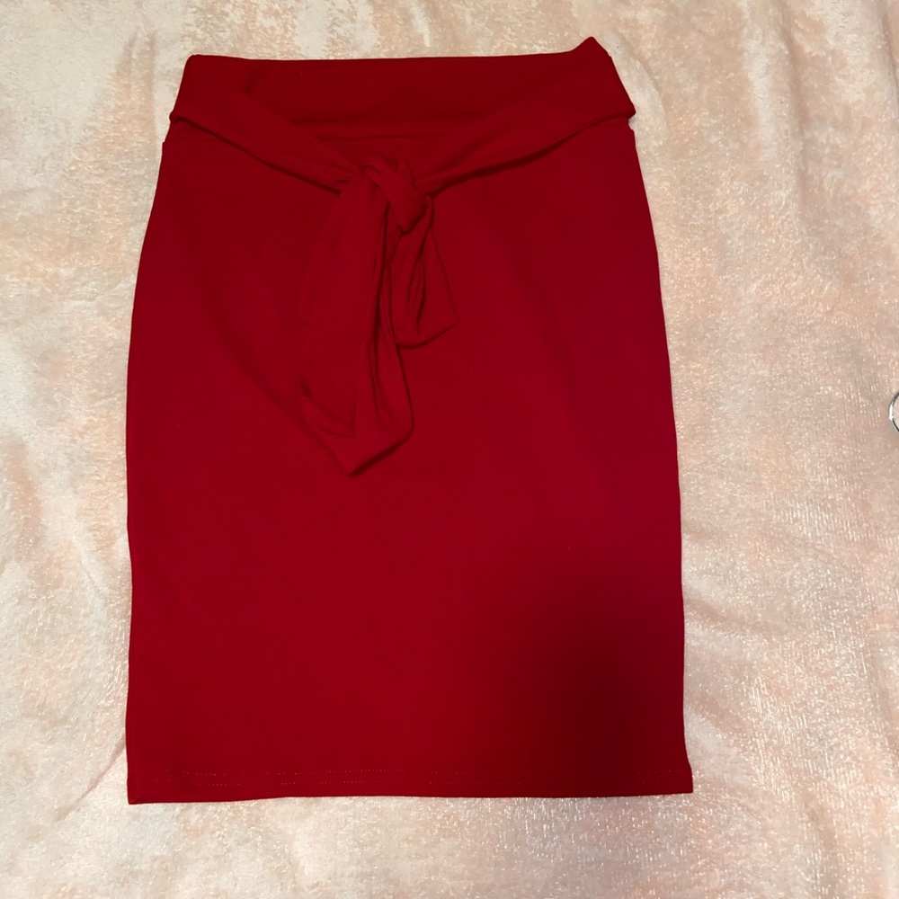 Red pencil skirt
